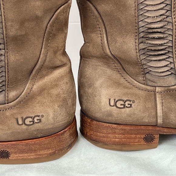 Ugg Annisa Riding Boots Brown Leather Women’s Size 8 - Picture 6 of 11